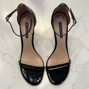 Stuart Weitzman Nudistsong Patent Leather Sandals - Black - Size 9.5